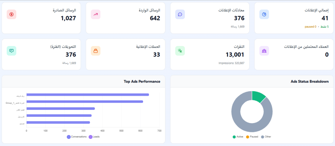 Ads performance — clicks, conversions & top
                campaigns